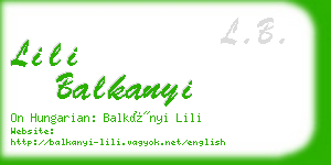 lili balkanyi business card